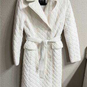 Chic White Quilted Trench Coat